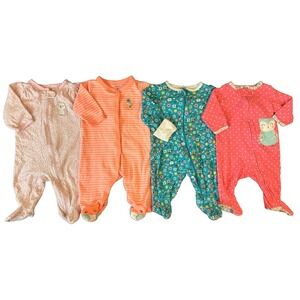 Carters Sleepers Girl 3 Months Lot Rompers Outfits Sleep N Plays Bundle Cat Bird